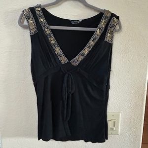 Jasmine KC Black Top With Brass Embellishment. Size S